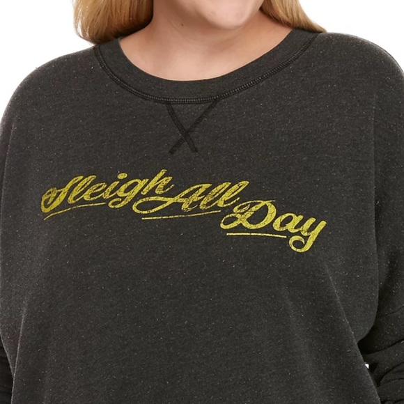 NEW sleigh all day sweatshirt plus size (0X-3X) distressed by design Christmas - Picture 1 of 9